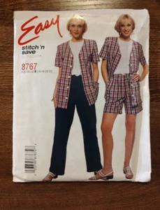 Vintage 90s McCalls Stitch N Save #8767 Top, Pants , Shorts Sewing Pattern UNCUT - Picture 1 of 2
