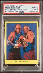 HEADBANGERS PSA 9 DUAL AUTO 1998 Cardinal WWF Rookie Signed Pop 1 MOSH THRASHER - Picture 1 of 3