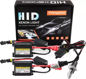 H4 HID Headlight Bulbs 6000K Xenon White with 55W DC Slim HID Ballast by Super - Picture 1 of 6