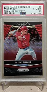 2018 Panini Chronicles Prizm MIKE TROUT Ruby Wave /199 PSA 10 - Picture 1 of 5
