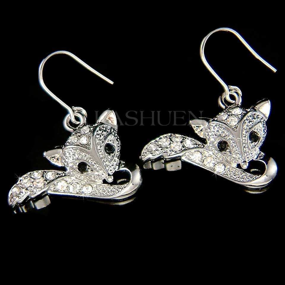 Zorro hecho con cristal de Swarovski vida silvestre amante de los animales pendientes lindos joyas regalo Foto 1 de 1