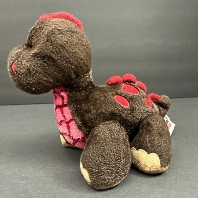 Ganz Webkinz  HM338 COCOA DINOSAUR 8" Plush Stuffed Toy No Code Brown Pink Red - Image 1 of 4