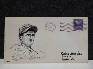 1947 Cartoonist Cairo Sturgill Hand DRAWN ENVELOPE Bobby Doerr AUTOGRAPH HOA - Picture 1 of 4