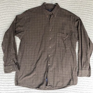 Burberry London Button Down Shirt Adult Large Brown Checker Long Sleeve Mens L - Picture 1 of 12