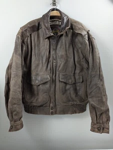 Wilsons Leather Jacket Weathered Brown Adventure Bound Bomber Full Zip Men's M - Picture 1 of 15