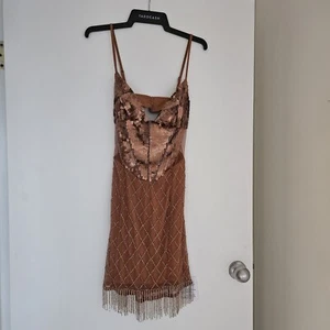 Asos Design Embellished Cocktail Party Sequin Beaded Dress Detail Sz UK8 AU8 - Picture 1 of 6