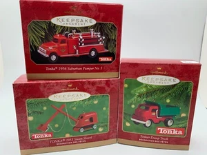 Hallmark Vintage Tonka Set 3 Stück Druckguss Metall Muldenkipper Schaufel Feuerwehrauto - Bild 1 von 2
