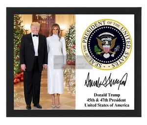 PRESIDENT DONALD TRUMP PRESIDENTIAL SEAL & SIGNATURE CHRISTMAS 8X10 FRAMED PHOTO - Picture 1 of 8