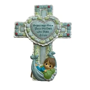 Precious Moments Angels High Above Bless This Child Peace and Love Cross 6" Boy - Picture 1 of 13