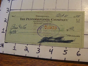 Cancelled Check: 1949 THE PENNSYLVANIA COMPANY, 1.43, Bank of Ireland stamps - Picture 1 of 2
