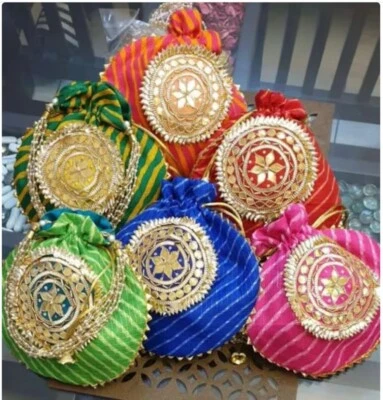 Mujer Bordado Potli Bolso Monedero, Bolsos de Mano Hecho a Mano en India por Artesanos  Foto 1 de 3