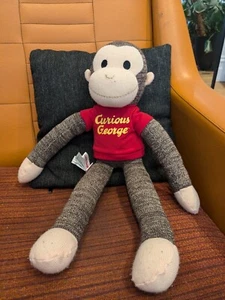 Curious George 20” Schylling Sock Monkey Stuffed Plush Doll 2011 Red Shirt - Picture 1 of 5