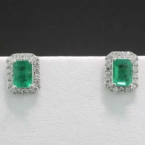 Ohrstecker Smaragd Brillant 750er Weißgold Wert 4.850 Euro NEU Emerald Brillant - Picture 1 of 6