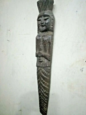 Antigua estatua de madera tallada a mano tribal india musical putali colgante de pared Foto 1 de 4