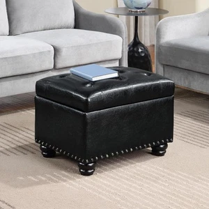 Convenience Concepts Designs4Comfort 5th Avenue Black Faux Leather Tufted - Picture 1 of 12
