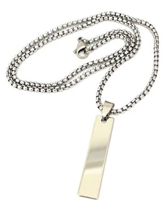 Collana Personalizzata rettangolare fine incisione Acciaio - Picture 1 of 4