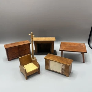 vintage dollhouse furniture Shackman Halls Japan Wood 6 pieces SEE - Bild 1 von 20