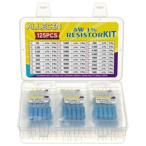 5W Metal Film Resistor Kit from 1 Ohm to 1M Ohm 25 Values 5 Watt 1% Resistors... - Picture 1 of 5