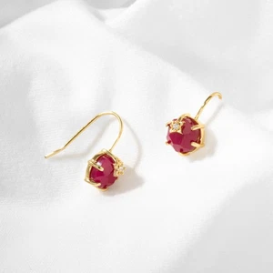 Alicia Bonnie Gold Raspberry Labradorite Drop Earrings Gem Star Chic Gift - Picture 1 of 10