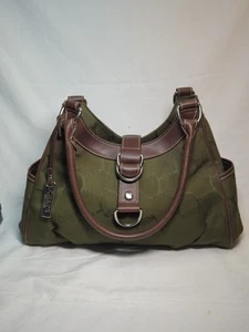 Chaps grün mit Logoprint, brauner Besatz Schultertasche Handtasche Doppelgriff - Bild 1 von 11