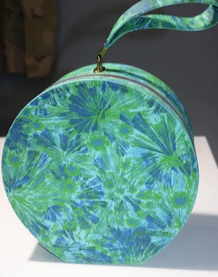 Maleta de Viaje Vintage Equipaje Redonda con Cremallera Maleta Sombrero Caja Tren Vinilo Foto 1 de 4