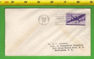 1941 Airmail Cover Sc.# C27 10¢ Plane Stamp Atlantic City Cancel | H.F. Johnston - Picture 1 of 2