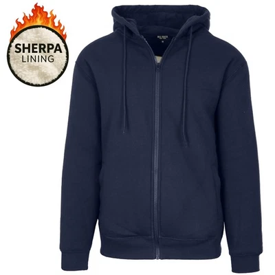 Chaqueta suéter con capucha forrada de lana Sherpa de peso pesado para hombre - Cremallera completa - S-XXL Foto 1 de 3