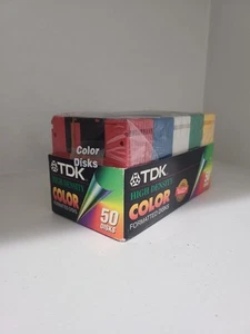 NEW Sealed - TDK 50pk Color High Density 3.5" HD 1.44MB Floppy Disks IBM - Photo 1/2