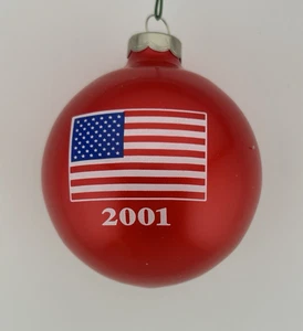 Vintage 2001 amerikanische Flagge Weihnachten Glas Ornament ~ 3 Zoll rot ~ patriotisch - Bild 1 von 7