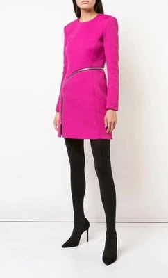 Alexander Wang фуксия длинным рукавом мини-платье ассиметричный молнии хлопковая смесь sz 2 - Изображение 1 из 4