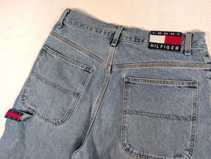 Pantalones de mezclilla de carpintero Tommy Hilfiger de colección para hombre 30/27 lavado medio pierna ancha Y2K - Imagen 1 de 11