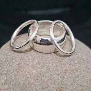 3 Set Dome Ring 925 Sterling Silver Minimalist Ring Designer Unique Thumb Ring - Picture 1 of 5
