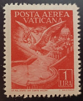 Sello Vaticano 1947 Paloma de la Paz sobre la Iglesia de San Pablo SN: VA C9 MHN Lote 315 Foto 1 de 2