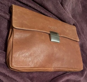 Bugatti Tan Rustic Finished Genuine Leather Flap Style Portfolio - Picture 1 of 7