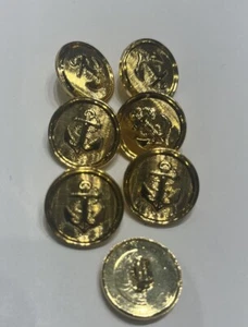 7 Stück  goldene Kunststoff Knöpfe mit Anker, maritim - 18 mm - Bild 1 von 2