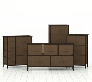 Fabric Dresser Chest Drawers Furniture Bedroom Storage Organizer Wood Top - Picture 1 of 29