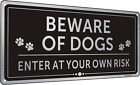 Goodvia Beware of The Dog Enter at Own Risk Sign Aluminum Metal Dog Warning for