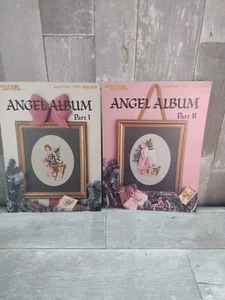 VTG Cross Stitch Pattern Booklet Angel Album Part 1 & 2 Carol Emmer Leisure Arts - Picture 1 of 6