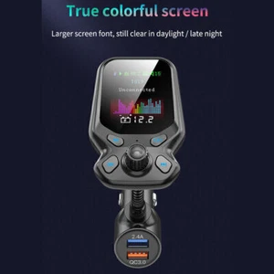 T819 QC 3.0 USB Charger Bluetooth Car Handsfree FM Transmitter Audio Receiver - Picture 1 of 11