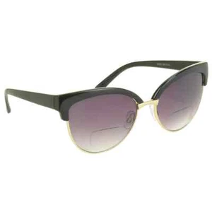 Prosport Womens Bifocal Sunglass Smoke Lens Black Gold Cateye Frame - Picture 1 of 1