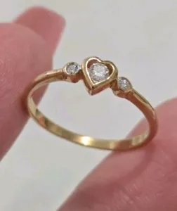 Zierlicher Herzring natürlicher Diamant 18 Karat Gold - Bild 1 von 9