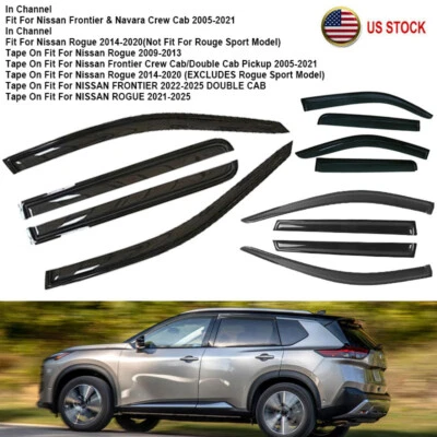 4x Window Visors Sun Shade Deflectors Guards For Nissan Frontier Navara Rogue - Image 1 of 4