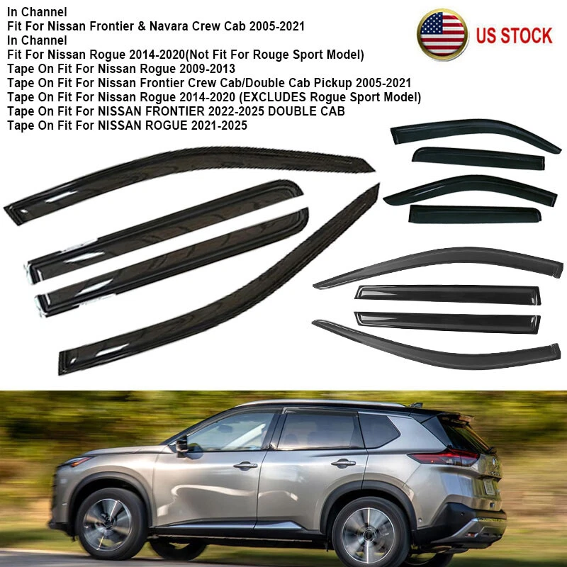 4x Window Visors Sun Shade Deflectors Guards For Nissan Frontier Navara Rogue Foto 1 de 4