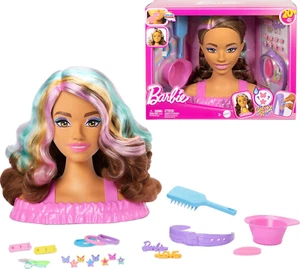 Barbie Doll Styling Head Dark Brown Hair with 20+ Hair Styling Accessories New - Picture 1 of 6