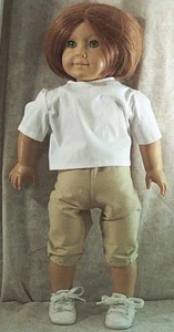 Ropa para Muñeca Hecha 2 Ajustes American Girl 18" pulgadas 2 piezas Juego Capri Top Blanco - Imagen 1 de 1