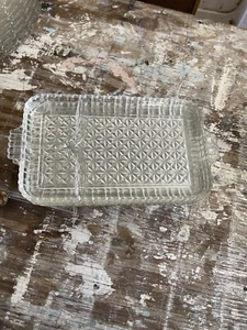 4 Anchor Hocking Clear Glass Snack Sip Smoke Lunch Snack Plate Tray VTG 4 Trays - Picture 1 of 4