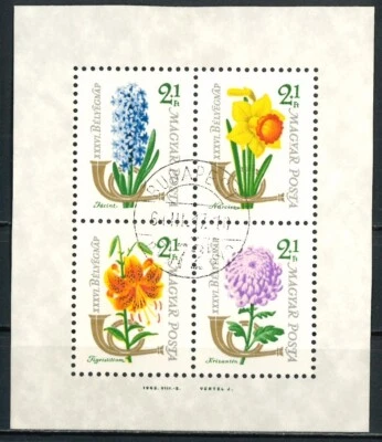 Minishoja HUNGRÍA 1966 - Día del sello - Flores - USADA/CTO Foto 1 de 2