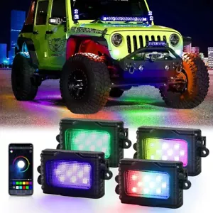 AUXBEAM 4x RGB LED Rock Lights Kit Underbody Glow Neon Lamp APP Music Control - Picture 1 of 12