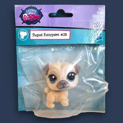 Hasbro Littlest Pet Shop #128 Pugson Fuzzypaws Pug Dog Flocked Fuzzy New LPS - Image 1 of 4