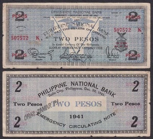 WW2 US Philippines 2 Pesos PNB ILOILO C/S ORAS, Samar Emergency Note - Picture 1 of 4